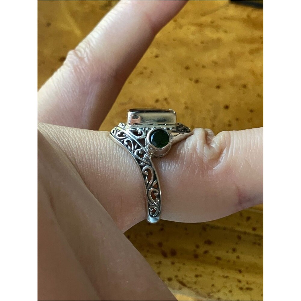 Natural Canadian Ammolite Chrome Diopside Sterling Silver Ring Size 6 - Picture 3 of 9